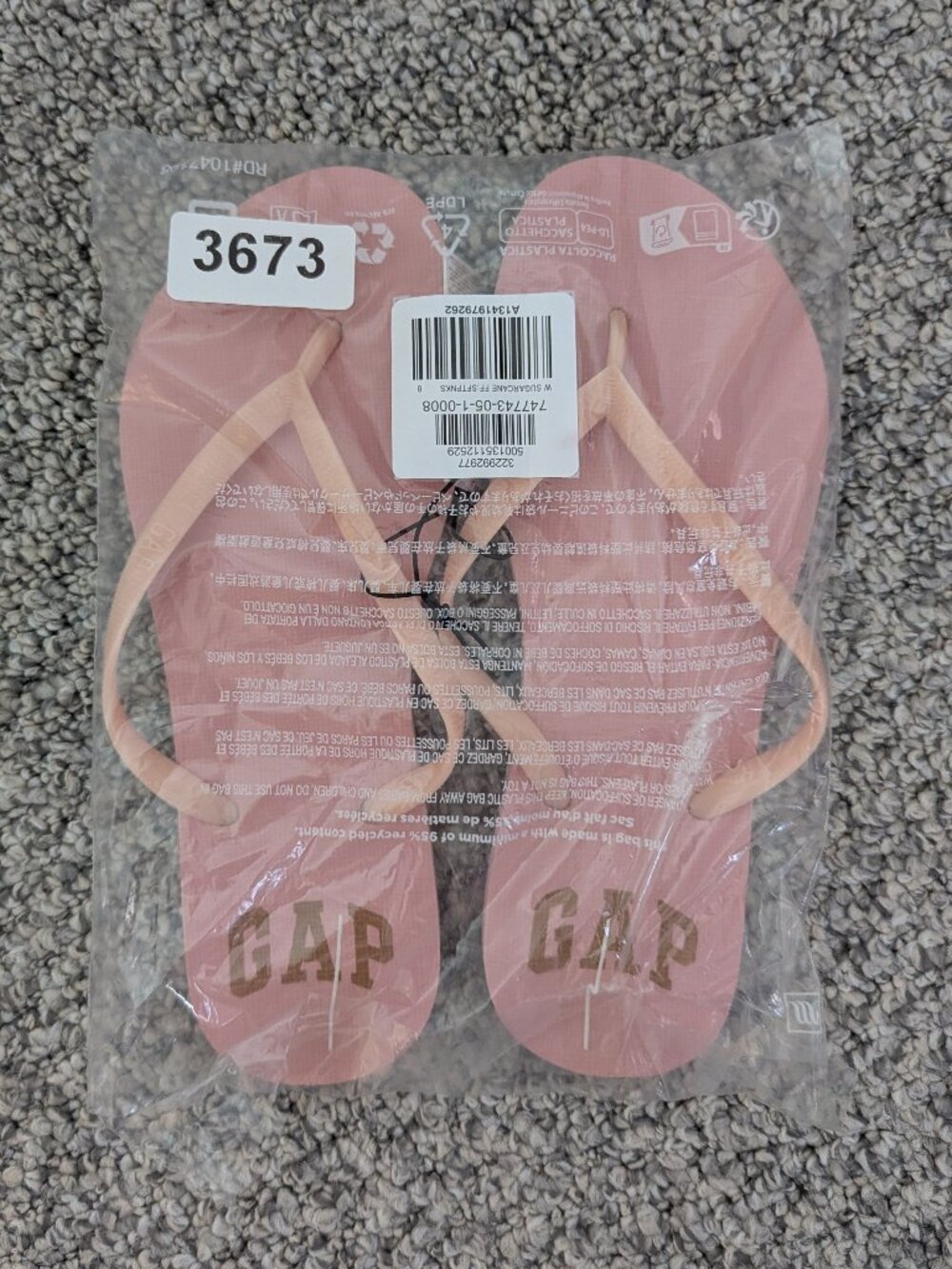 GAP* Women's Soft Pink Thong Brand Logo Flip Flops~ Size 8